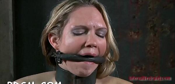  Beauty is fastened upside down with her vagina thrashed
